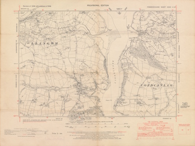 OS Map of Llangwm Provisional Edition 1952